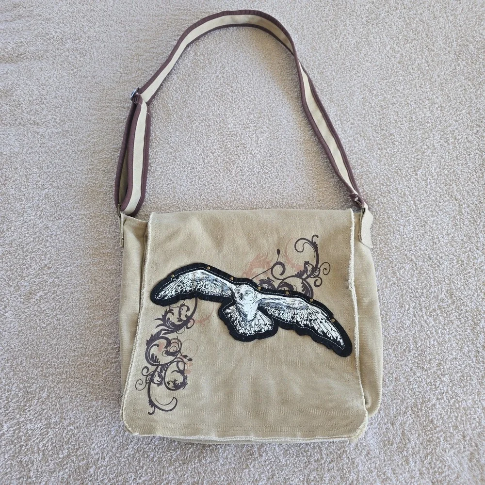 Harry Potter Hedgewig Owl Crossbody Messenger Bag Y2K Vibes Canvas Studded